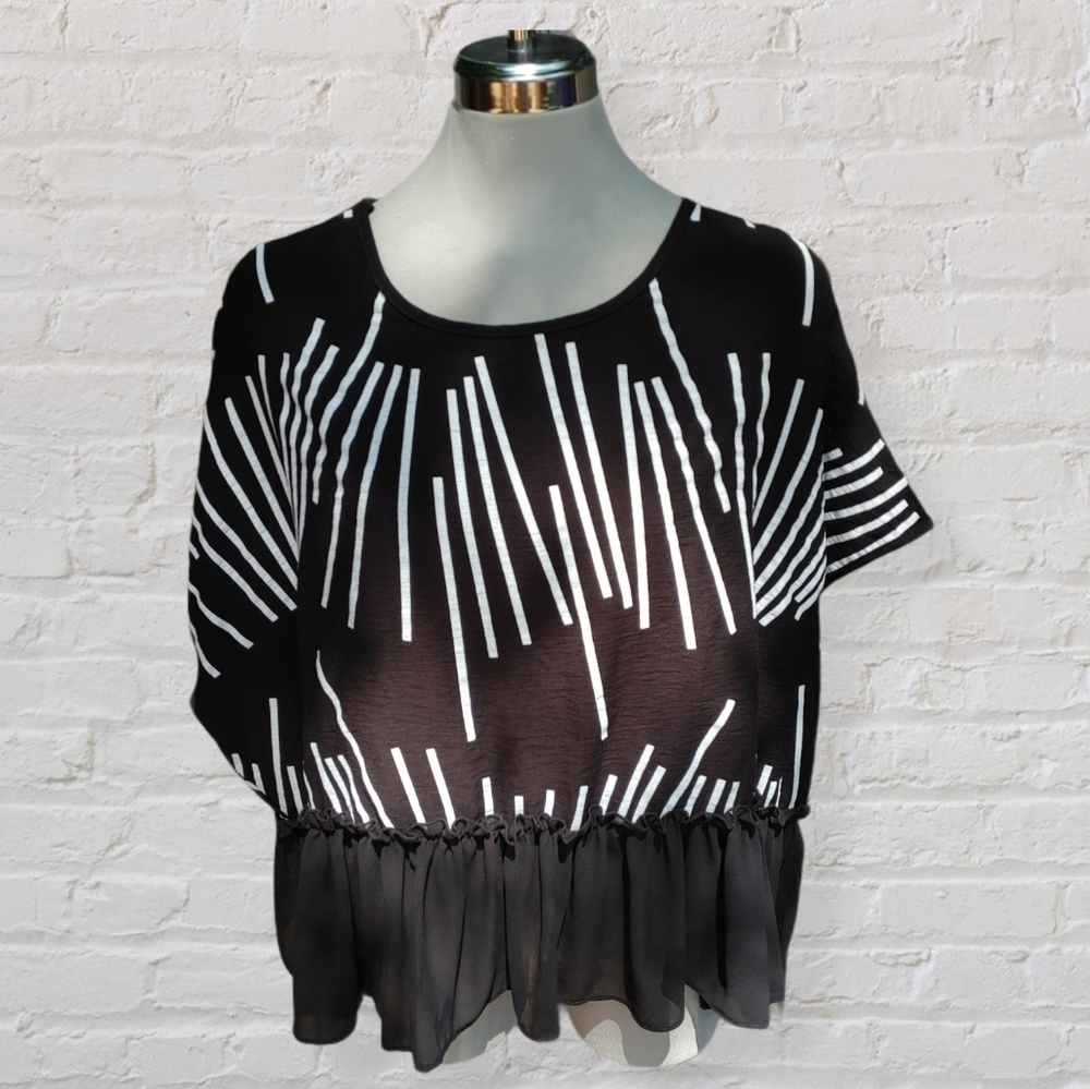 Vivian Shyu Boxy Striped Ruffle Top Size M - Picture 3 of 13